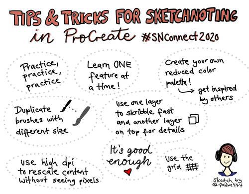 Sketchnote about Tips and Tricks for Sketchnoting in ProCreate