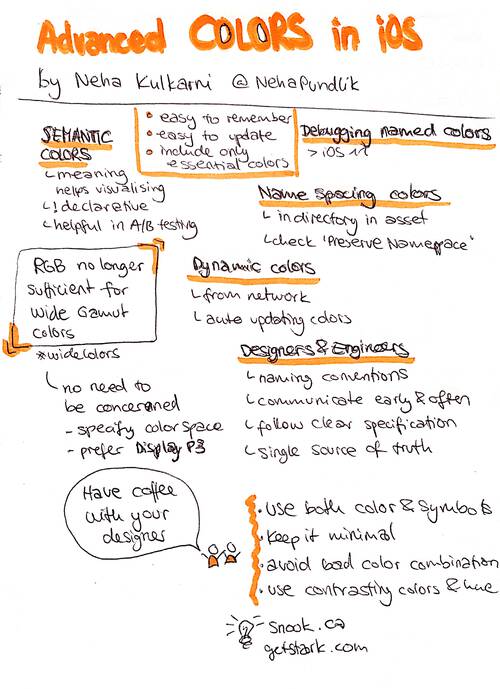 Sketchnote about advanced colors in iOS from UIKonf 2019