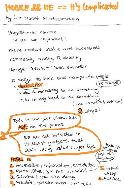Sketchnote about relationship to mobile from UIKonf 2019